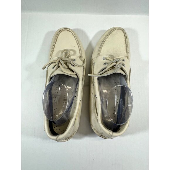Sperry men's Shoes10M top sider beige leather boat shoes Authentic Original 2-ey - Picture 7 of 16